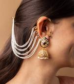 Kundan jhumka earrings with pearl chains