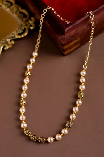 Golden pearl antique mala