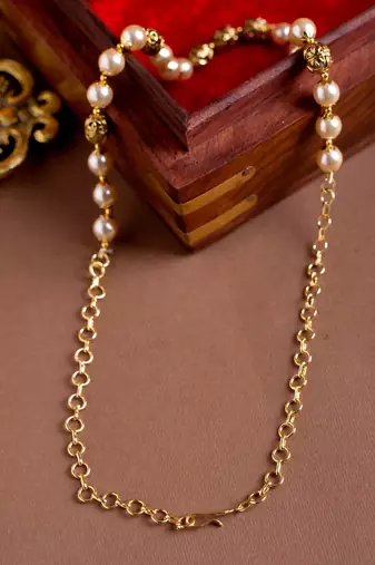 Golden pearl antique mala