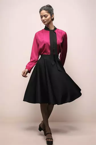 Pink tie up shirt