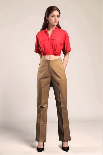 Red crop shirt
