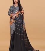 Rich black  digital print satin georgette saree with blouse