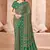 Green printed crepe silk saree with unstitched blouse piece