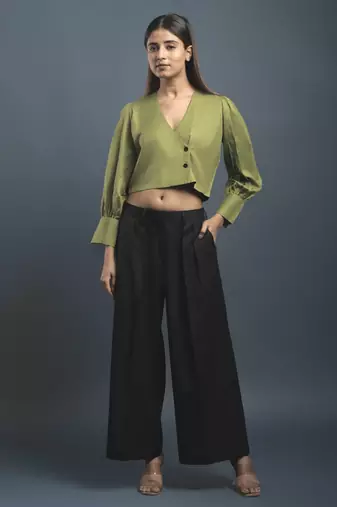 Green overlapped shirt