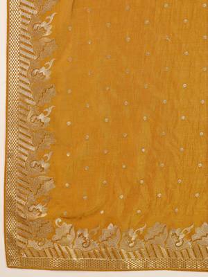 Yellow Art Silk Embroidery work Saree with Unstitched Blouse Piece 7