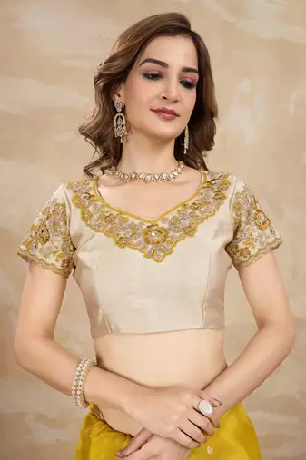 Trendmalls Yellow Jacquard Silk Embroidery Saree with Unstitched Blouse