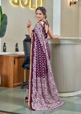 wine mul cotton bagru block print saree with unstitched blouse 2