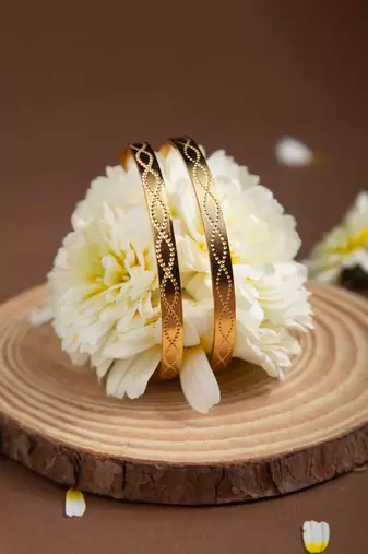Golden embossed bangle set