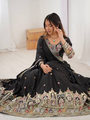 Black Coding Dori With sequin Embroidery Silk Lehenga Choli 3