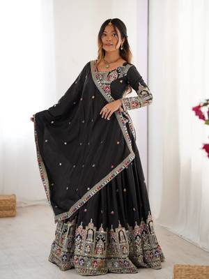 Black Coding Dori With sequin Embroidery Silk Lehenga Choli 4