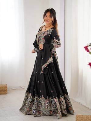 Black Coding Dori With sequin Embroidery Silk Lehenga Choli 5