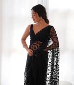 Black Aari Embroidery with Stone work saree