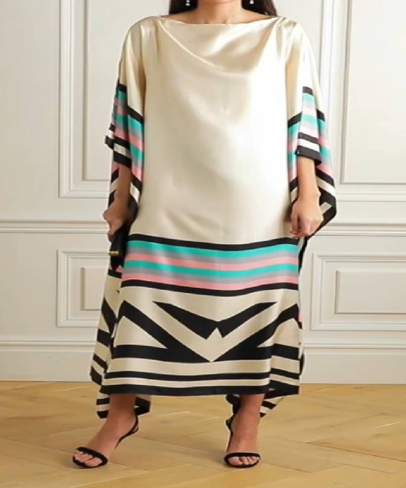 Casual Wear Calf Length Satin Silk Kaftan For Women