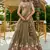 Olive Satin sequin embroidery Semi Stitched Lehenga choli with Dupatta