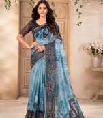 Firoza digital print chanderi silk hand work saree with blouse