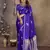 royal blue Satin silk floral motifs zari weaving banarasi saree