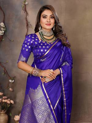 royal blue Satin silk floral motifs zari weaving banarasi saree 6