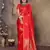 red Satin silk floral motifs zari weaving banarasi saree