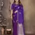 purple Satin silk floral motifs zari weaving banarasi saree