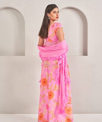 Lavender silk floral printed pallazo set 3