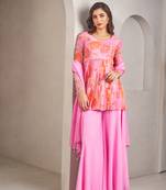 Lavender floral embroidered kurta set