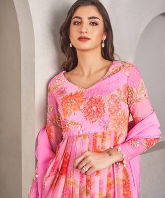 Lavender floral embroidered kurta set 3