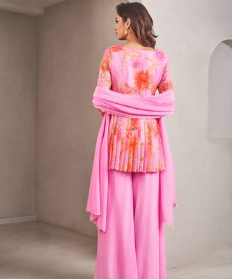 Lavender floral embroidered kurta set 4