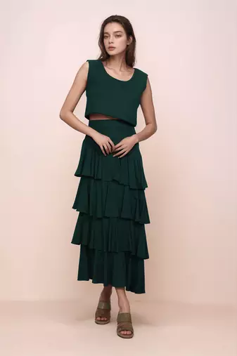 Green cotton crop top