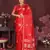 red Satin silk floral motifs zari weaving banarasi saree