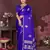 royal blue Satin silk floral motifs zari weaving banarasi saree