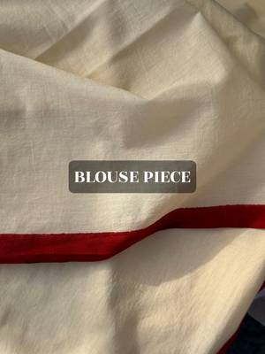 Cream and red hand block leaf printed mul cotton saree with blouse 5