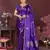 purple Satin silk floral motifs zari weaving banarasi saree