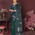 teal Satin silk floral motifs zari weaving banarasi saree
