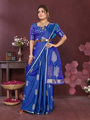 royal blue Satin silk floral motifs zari weaving banarasi saree 6