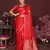 red Satin silk floral print zari weaving banarasi saree
