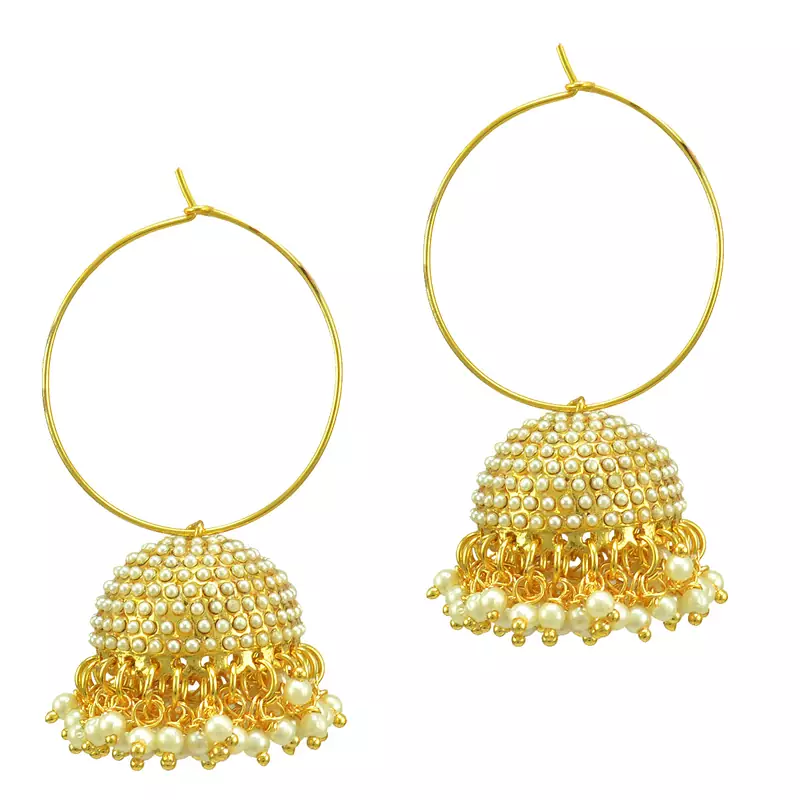 Ethnic Indian Bollywood Fashion Jewelry Set Hoop Jhumki Earrings