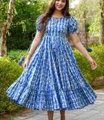 Blue Digital Print Rayon Kurti