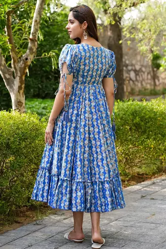 Blue Digital Print Rayon Kurti
