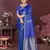 blue Satin silk floral print zari weaving banarasi saree