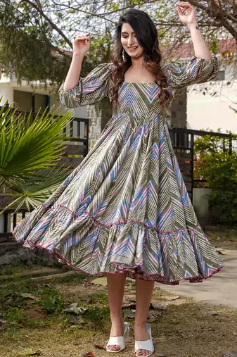 MultiColor Digital Print Heavy Rayon  Kurti