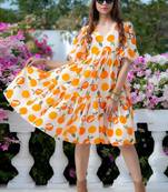 Cream Digital Print Rayon Kurti