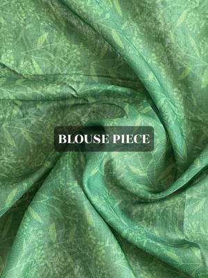 Green tropical printed soft linen saree with handmade tassels and printed blouse 5