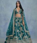 Rama Green Art Silk Designer Wedding Lehenga Choli