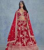 Red Art Silk Designer Wedding Lehenga Choli