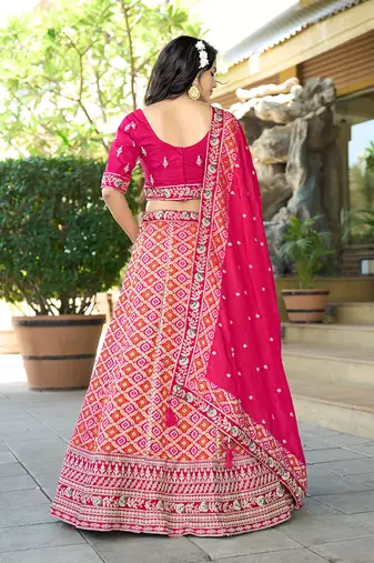 Rani Pink Viscose Jacquard Lehenga Choli Set