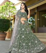 Green Embroidered Lehenga Choli In Tissue