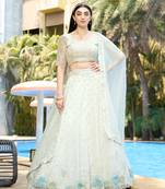 White Embellished Lehenga Choli In Organza