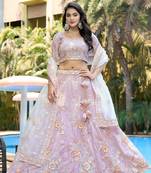 Silk Embroidered Light Pink Designer Lehenga Choli