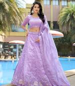 Organza Lavender Sequins Work Lehenga Choli Set