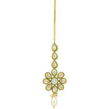 Ethnic Indian Bollywood Fashion Jewelry Set Floral Maang Tikka 1